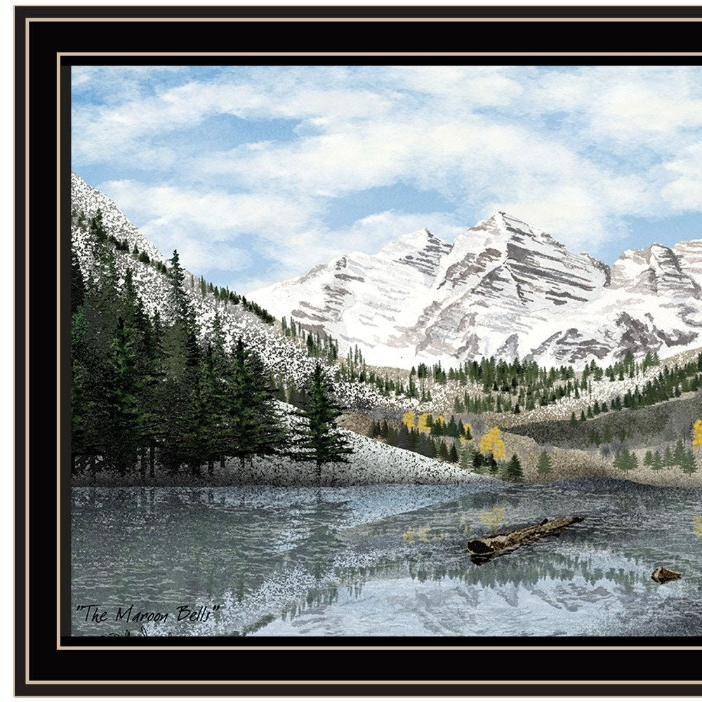 Snowy Mountain Landscape  Black Framed Wall Art — view 4