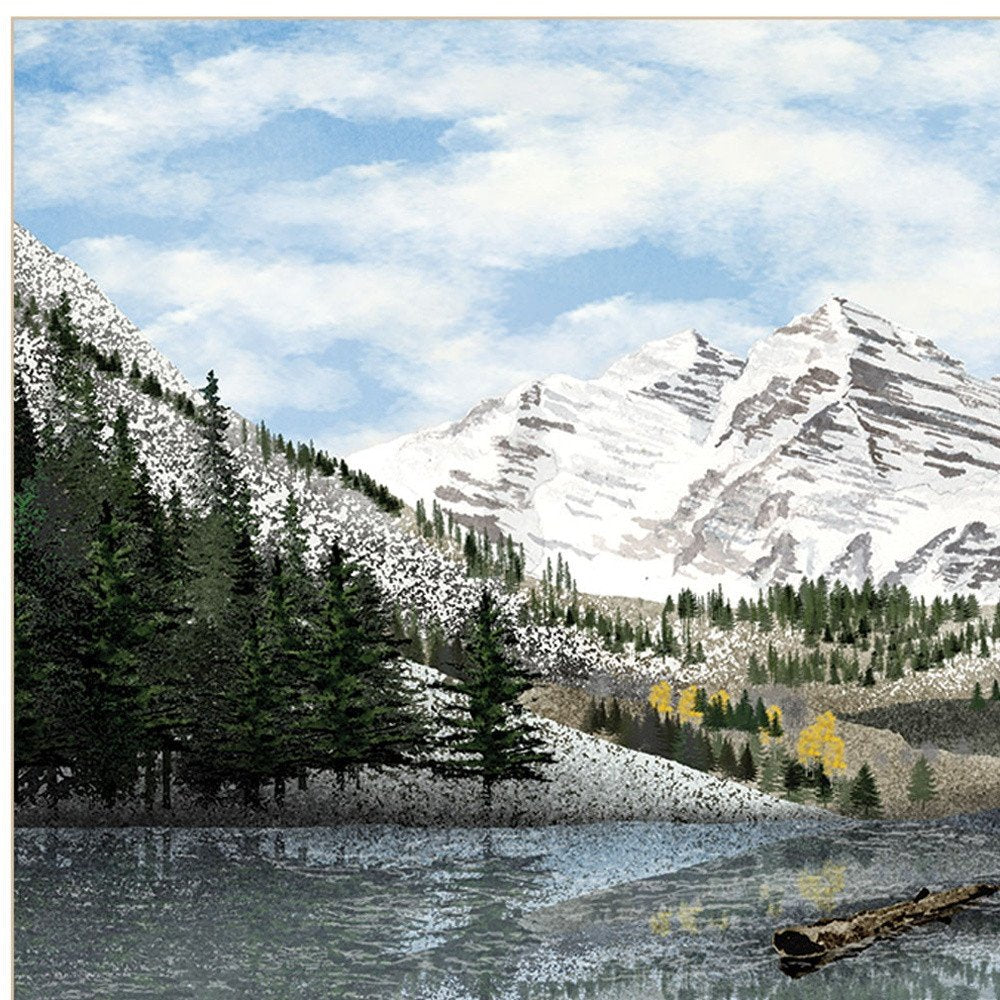 Snowy Mountain Landscape  White Framed Wall Art HomeRoots