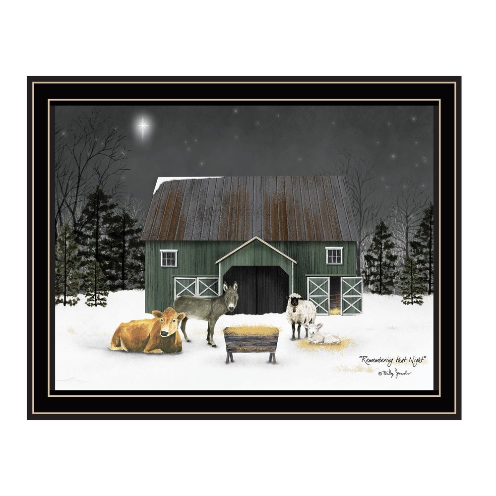 Remembering the Night Christmas Manger Black Framed Wall Art HomeRoots