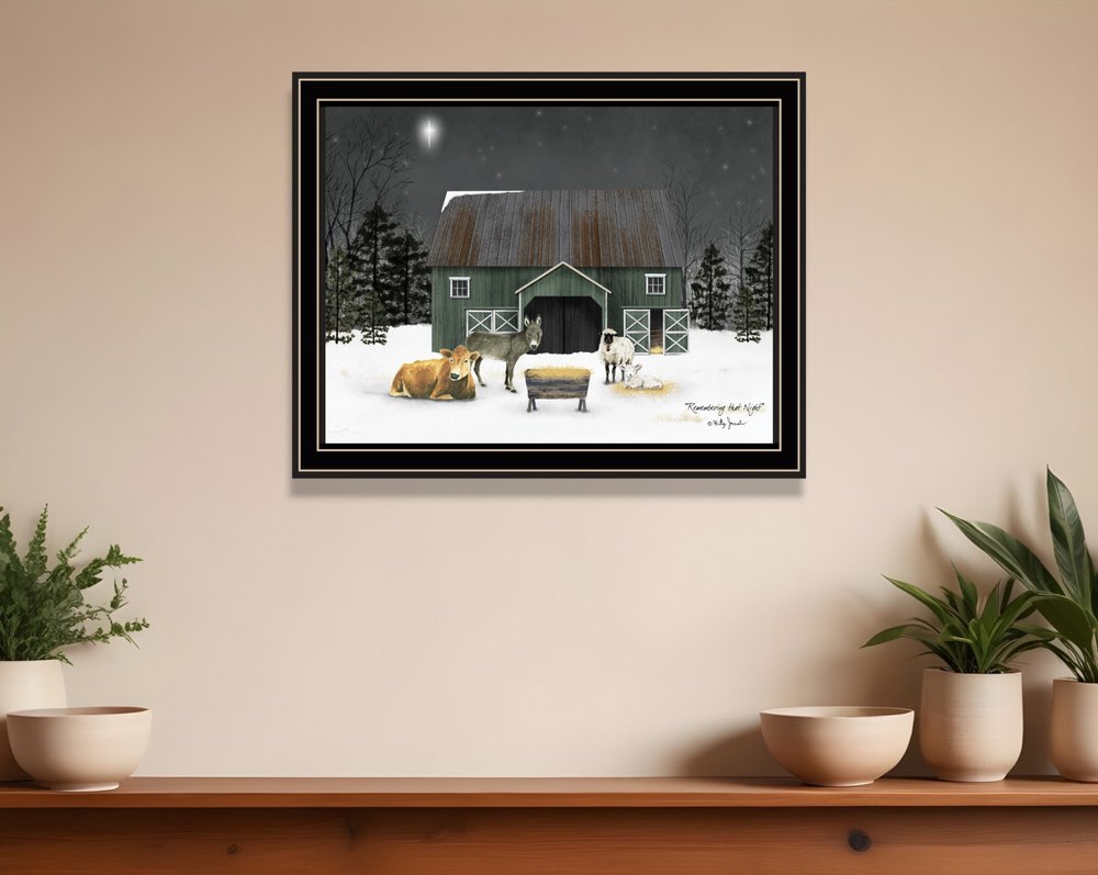 Remembering the Night Christmas Manger Black Framed Wall Art HomeRoots