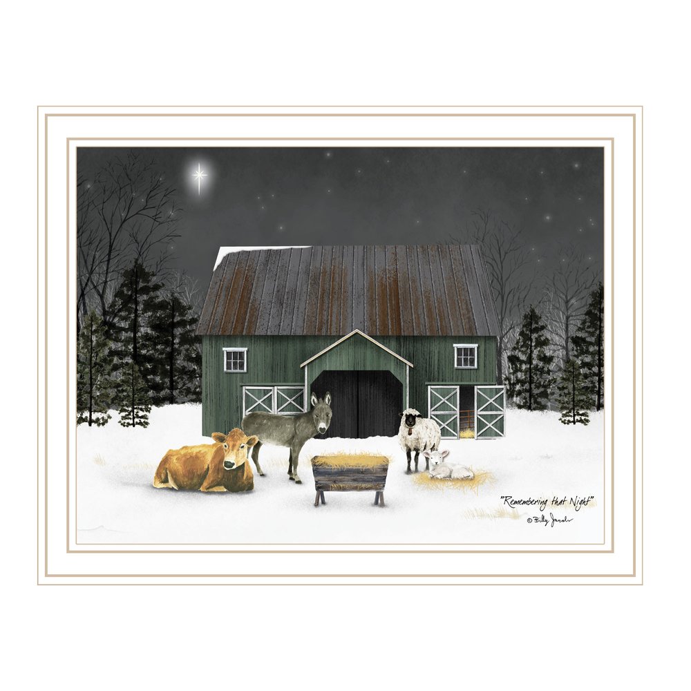 Remembering the Night Christmas Manger White Framed Wall Art HomeRoots