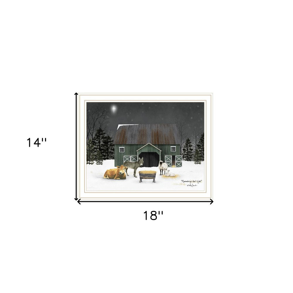 Remembering the Night Christmas Manger White Framed Wall Art HomeRoots