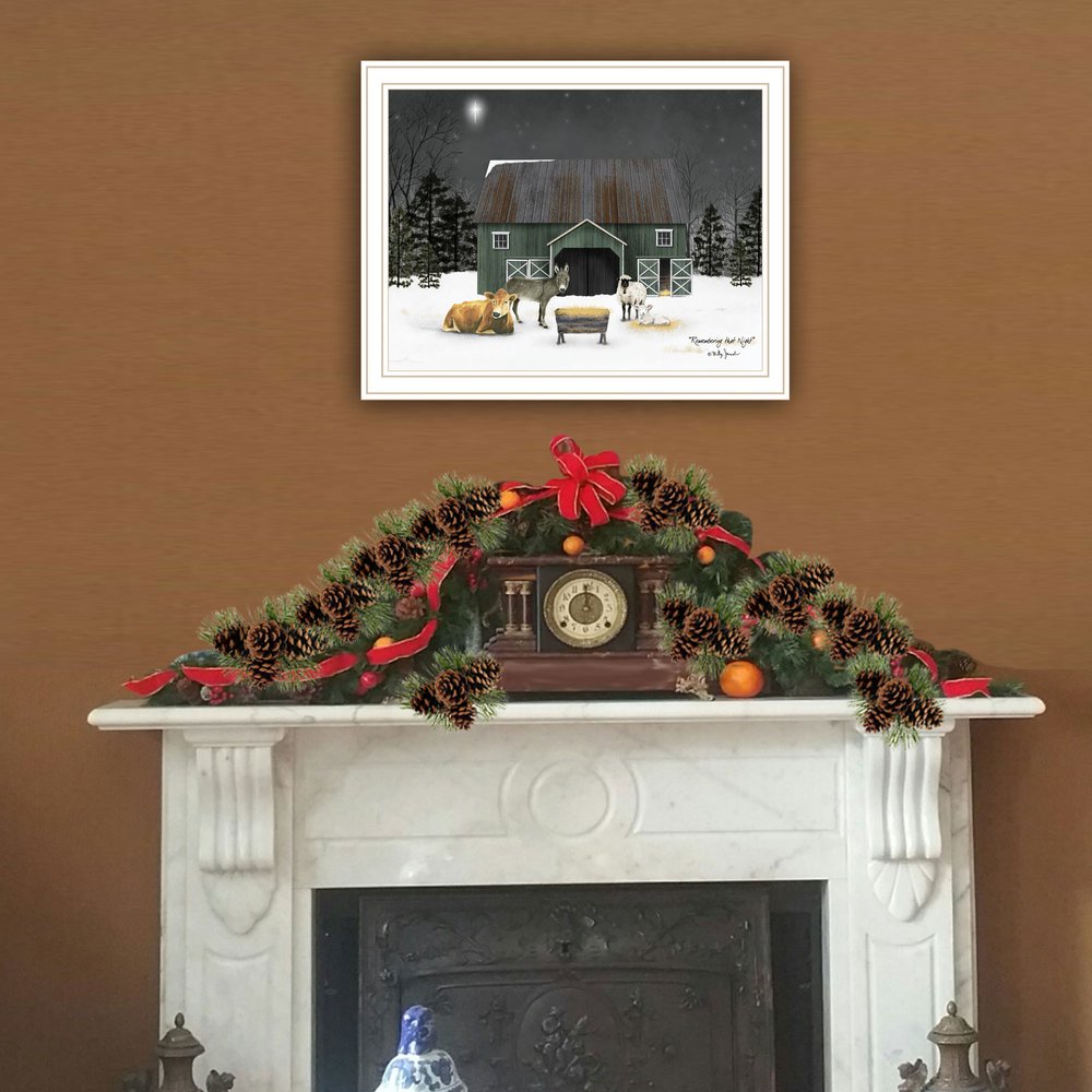 Remembering the Night Christmas Manger White Framed Wall Art HomeRoots