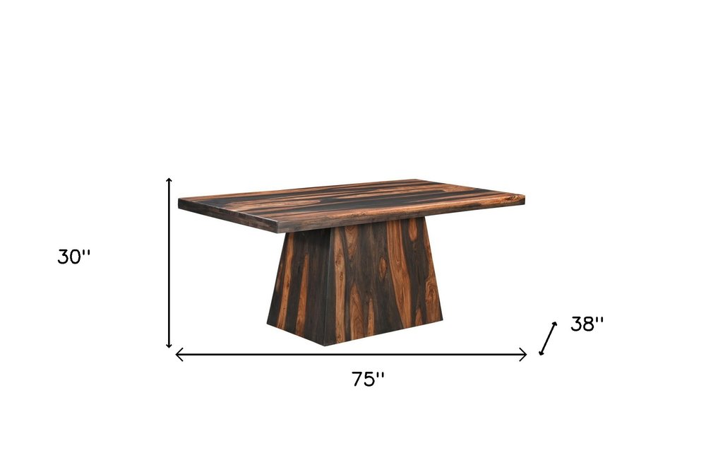 Seven Piece Dark Brown Solid Wood Dining Set with Six Chairs HomeRoots