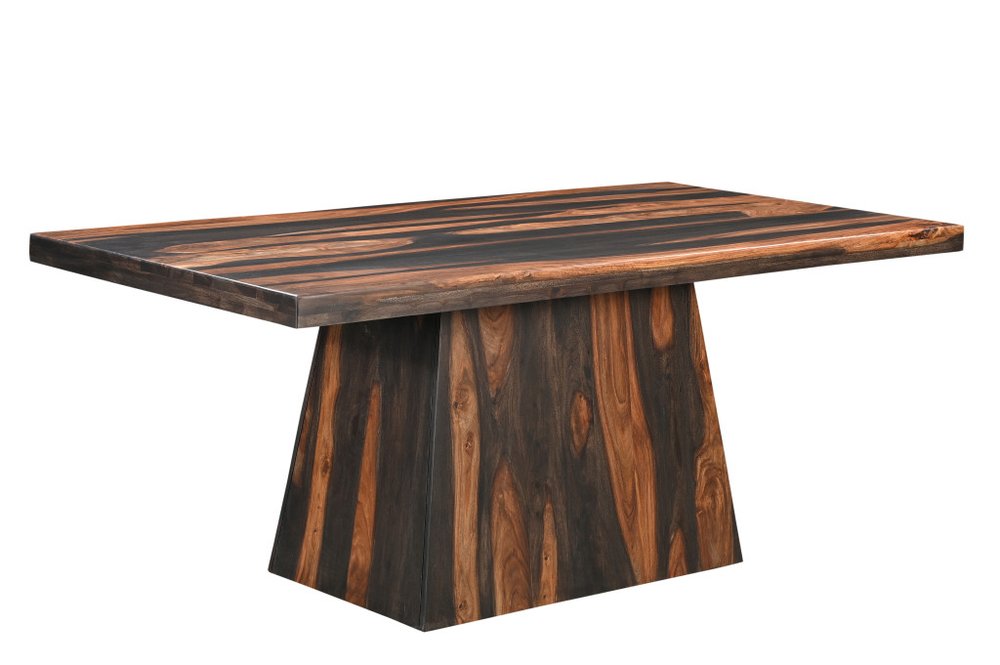 Seven Piece Dark Brown Solid Wood Dining Set with Six Chairs HomeRoots