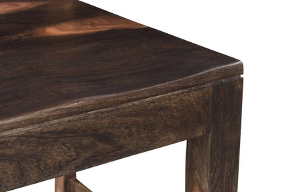 Seven Piece Dark Brown Solid Wood Dining Set with Six Chairs HomeRoots