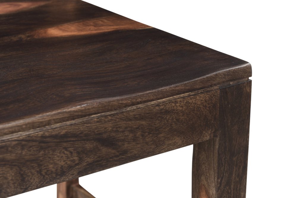 Seven Piece Dark Brown Solid Wood Dining Set with Six Chairs HomeRoots