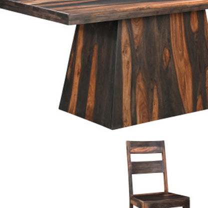 Seven Piece Dark Brown Solid Wood Dining Set with Six Chairs HomeRoots