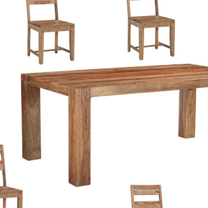 Seven Piece Brown Solid Wood Dining Set with Six Chairs HomeRoots