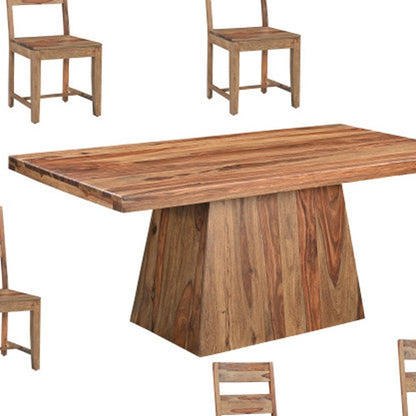 Seven Piece Brown Solid Wood Dining Set with Six Chairs HomeRoots