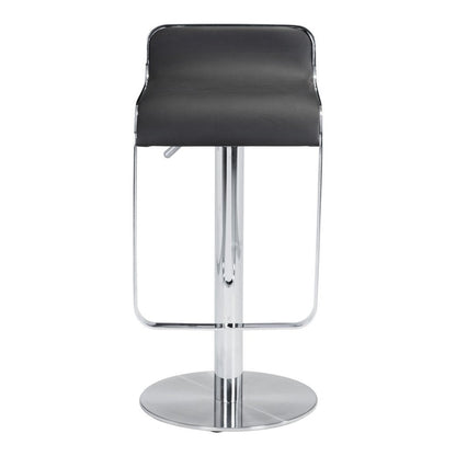 Black and Silver Faux Leather and Steel Adjustable Height Swivel Bar Chair HomeRoots