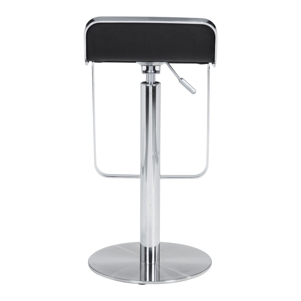 Black and Silver Faux Leather and Steel Adjustable Height Swivel Bar Chair HomeRoots