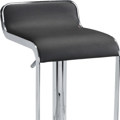 Black and Silver Faux Leather and Steel Adjustable Height Swivel Bar Chair HomeRoots