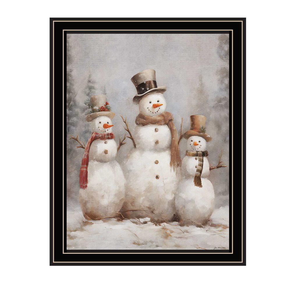 Snowman Trio Black Framed Wall Art — view 1