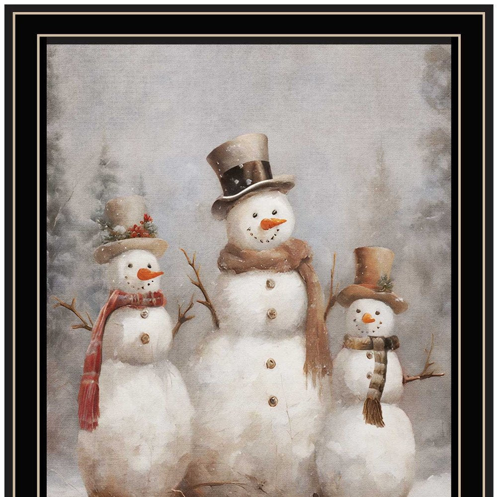 Snowman Trio Black Framed Wall Art HomeRoots