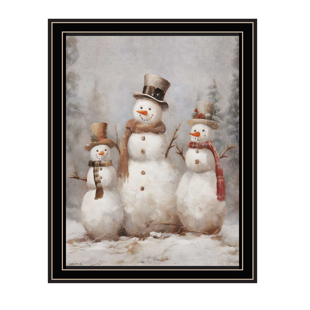 Snowman Trio Black Framed Wall Art HomeRoots