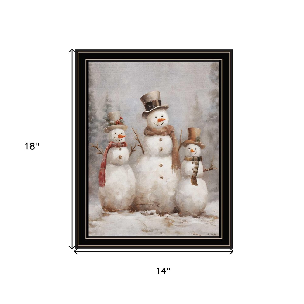 Snowman Trio Black Framed Wall Art HomeRoots