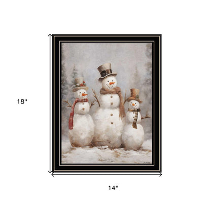 Snowman Trio Black Framed Wall Art HomeRoots