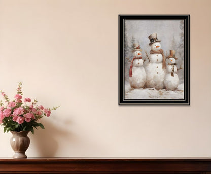 Snowman Trio Black Framed Wall Art HomeRoots