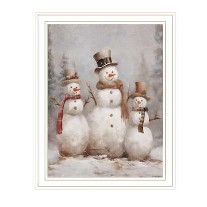 Snowman Trio White Framed Wall Art HomeRoots