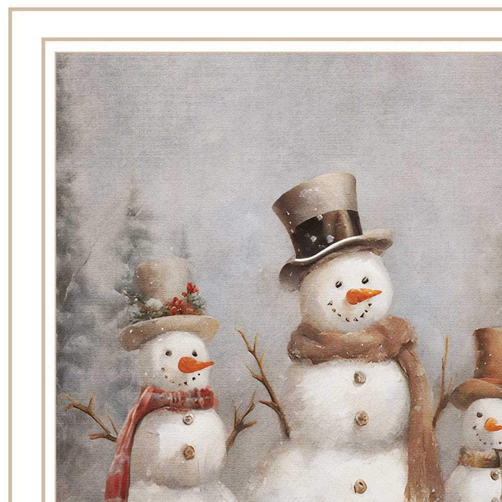 Snowman Trio White Framed Wall Art HomeRoots