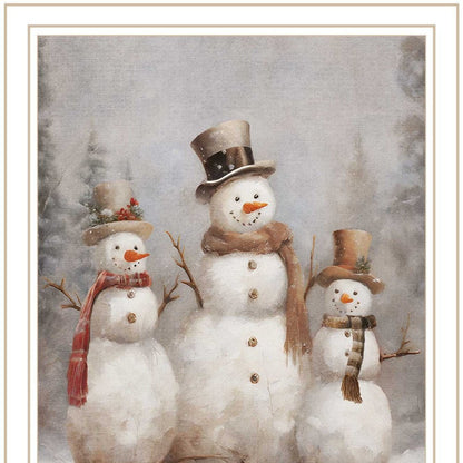 Snowman Trio White Framed Wall Art HomeRoots