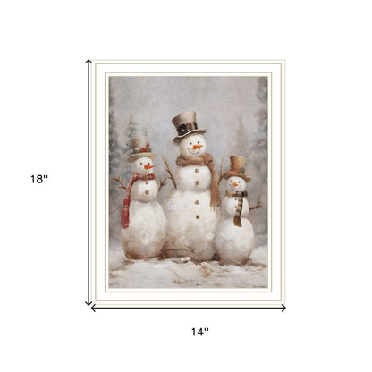 Snowman Trio White Framed Wall Art HomeRoots