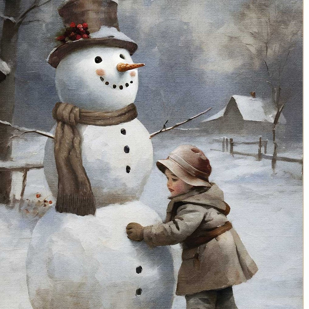Boy Building A Snowman White Framed Wall Art HomeRoots