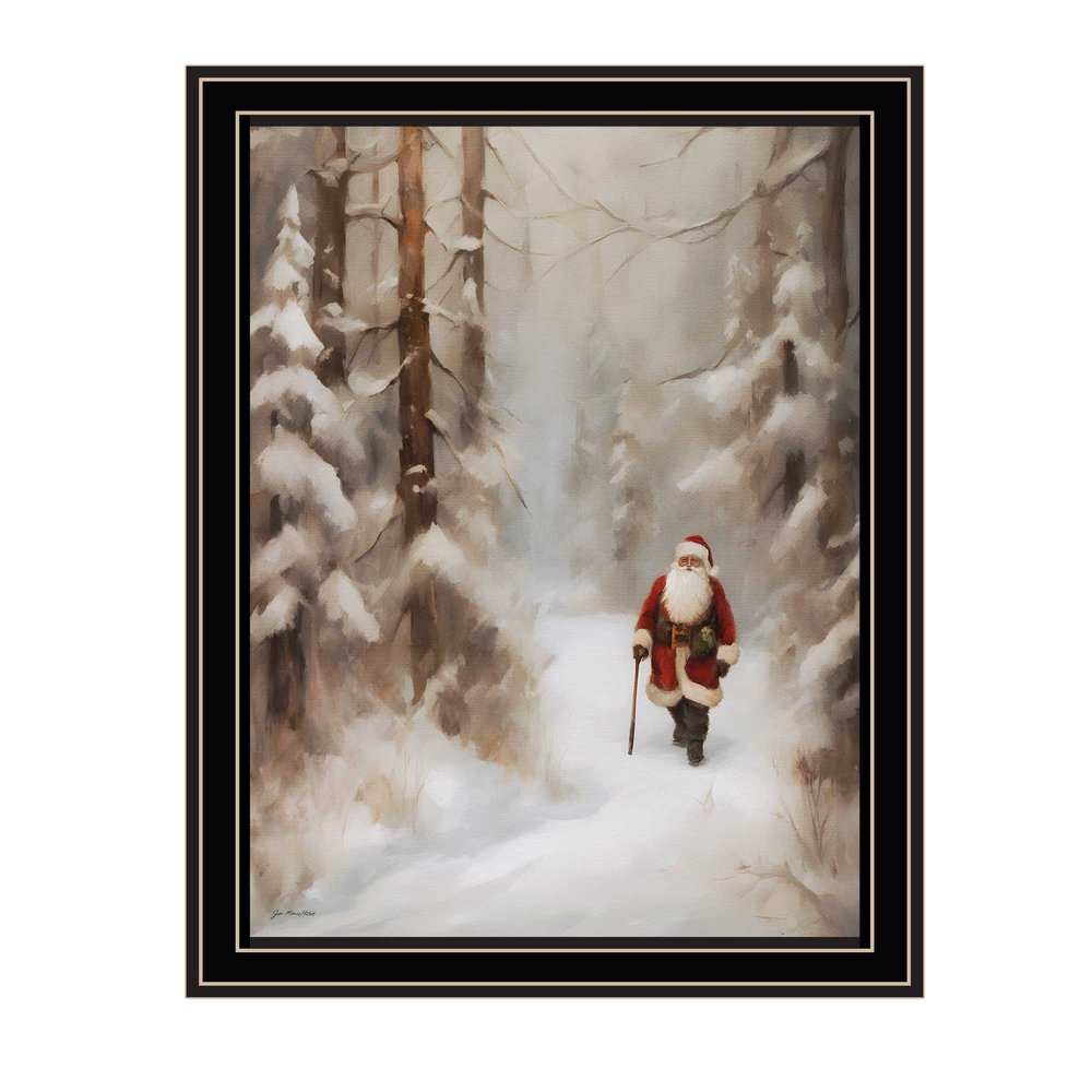 Santa's Winter Stroll Black Framed Wall Art HomeRoots