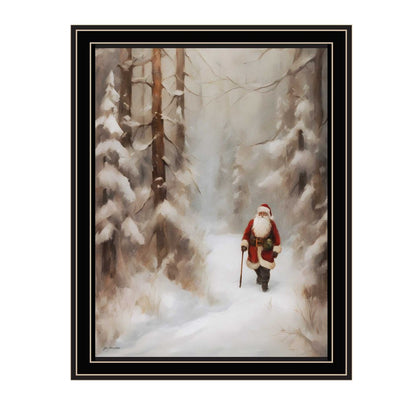 Santa's Winter Stroll Black Framed Wall Art HomeRoots