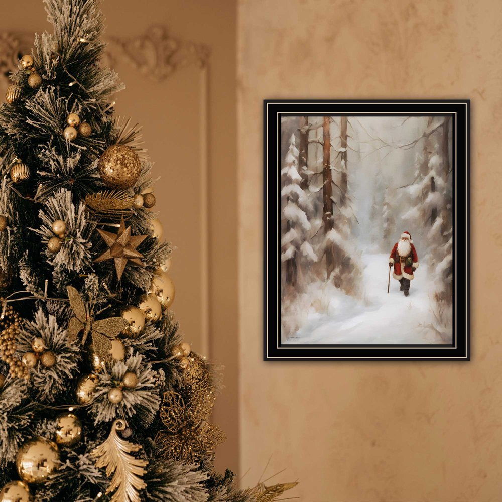Santa's Winter Stroll Black Framed Wall Art — view 3