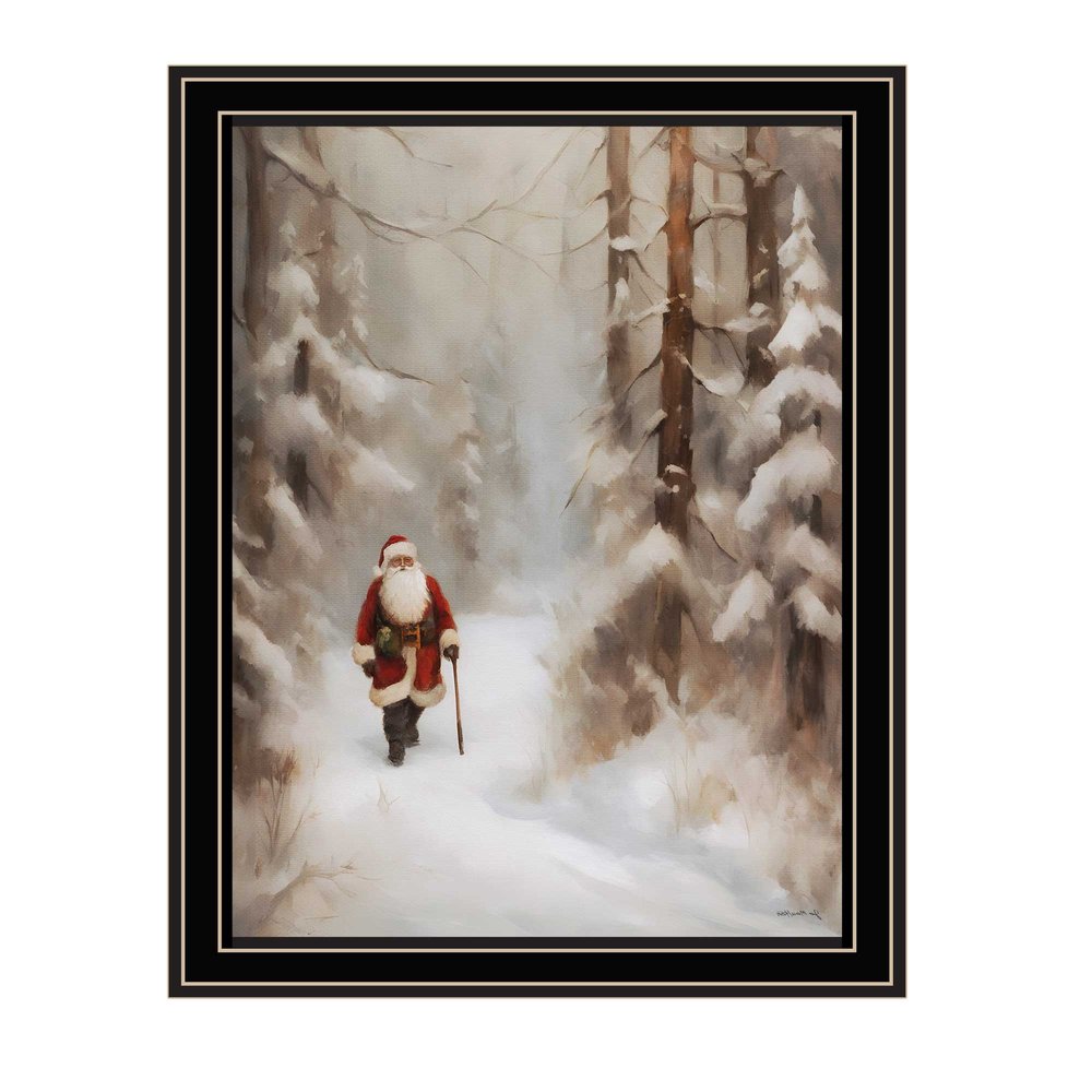 Santa's Winter Stroll Black Framed Wall Art HomeRoots