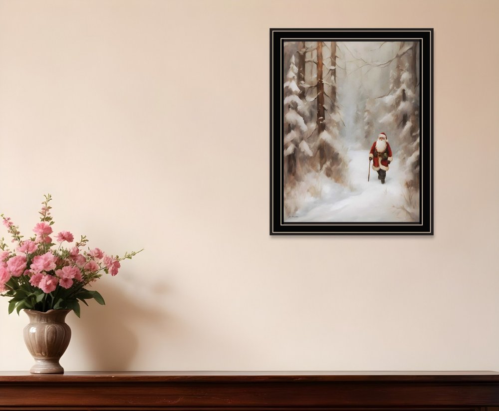 Santa's Winter Stroll Black Framed Wall Art — view 7