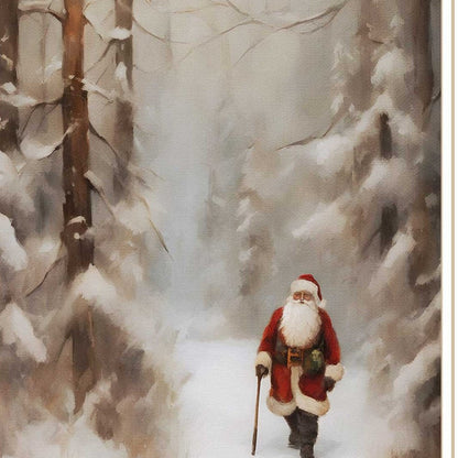 Santa's Winter Stroll White Framed Wall Art HomeRoots