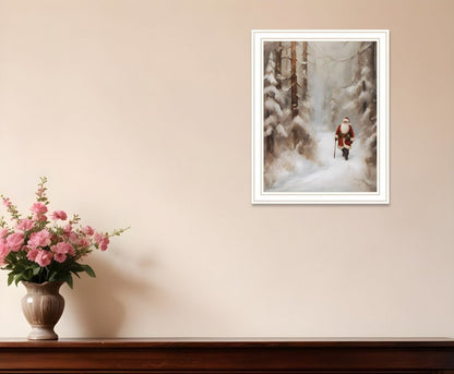 Santa's Winter Stroll White Framed Wall Art HomeRoots