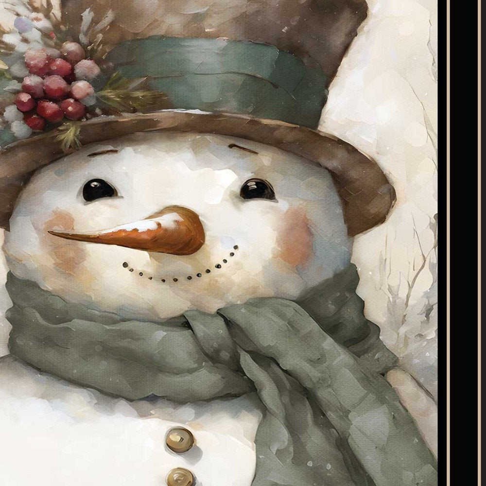 Old World Frosty The Snowman Black Framed Wall Art HomeRoots