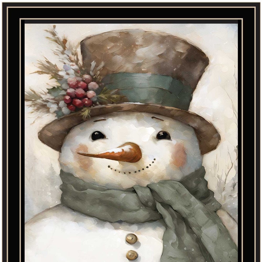 Old World Frosty The Snowman Black Framed Wall Art — view 3