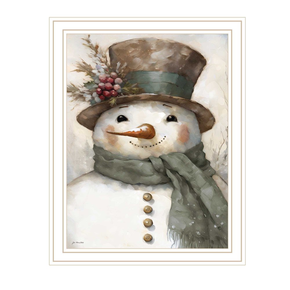 Old World Frosty The Snowman White Framed Wall Art HomeRoots