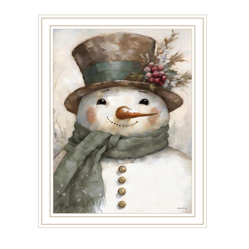 Old World Frosty The Snowman White Framed Wall Art HomeRoots