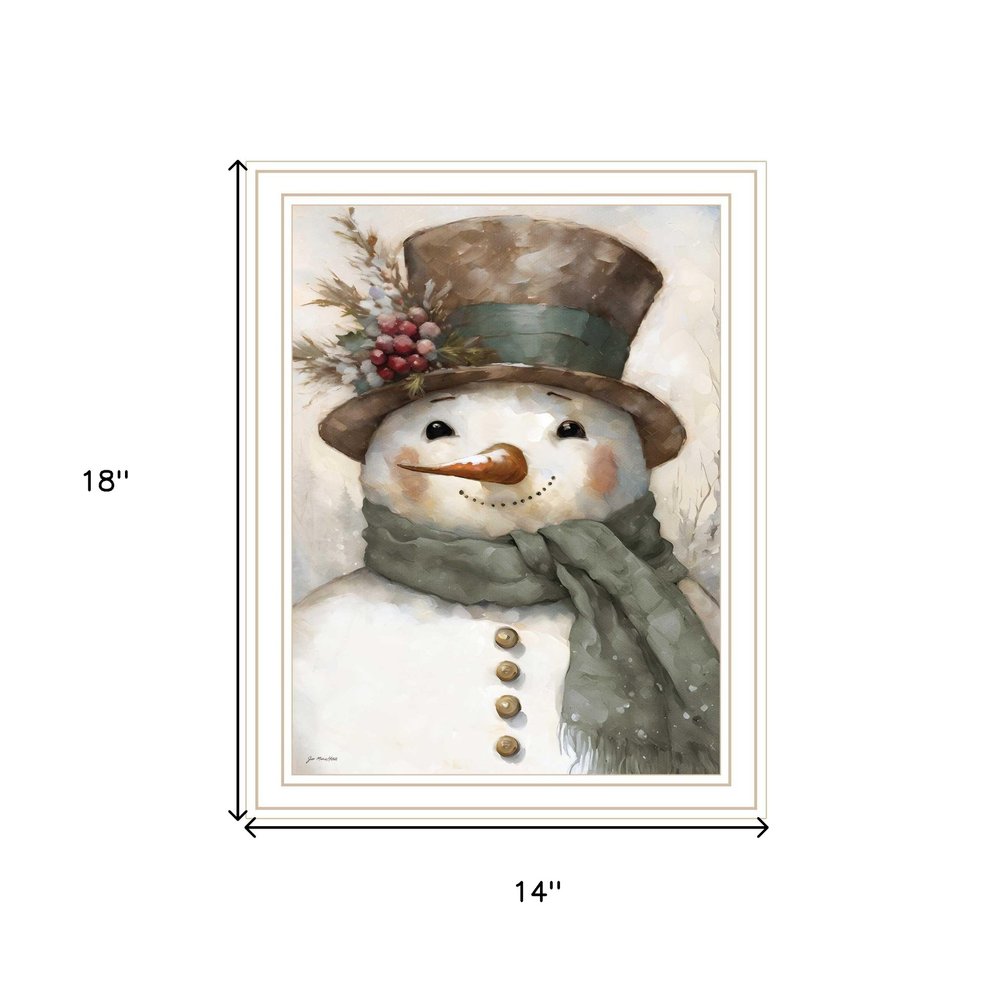 Old World Frosty The Snowman White Framed Wall Art HomeRoots