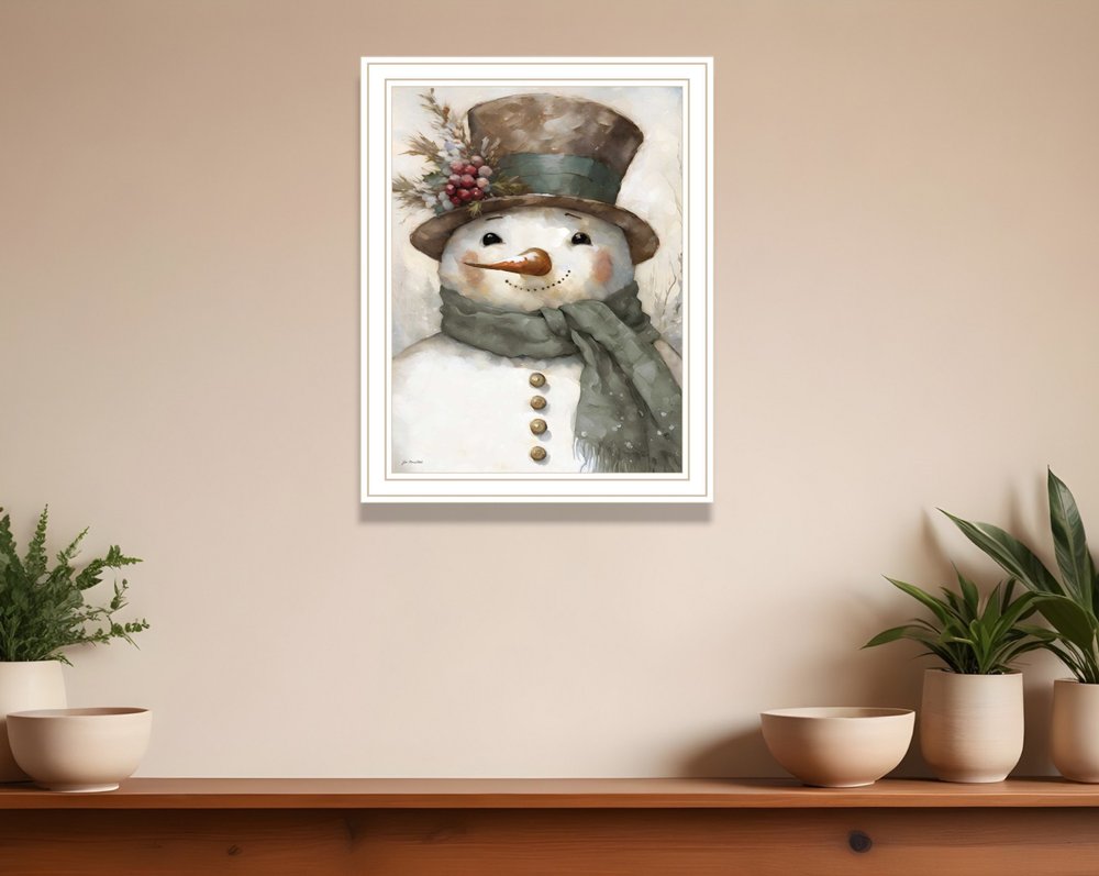 Old World Frosty The Snowman White Framed Wall Art — view 5
