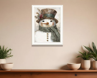 Old World Frosty The Snowman White Framed Wall Art HomeRoots