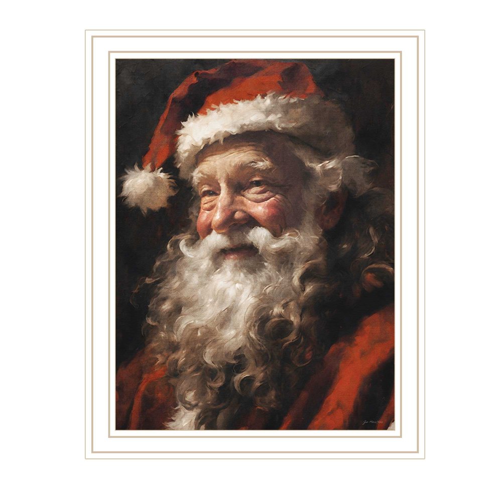 Old World Santa Claus White Framed Wall Art — view 1