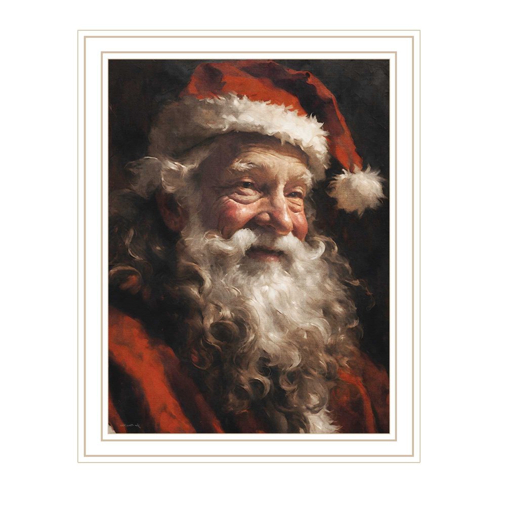 Old World Santa Claus White Framed Wall Art HomeRoots