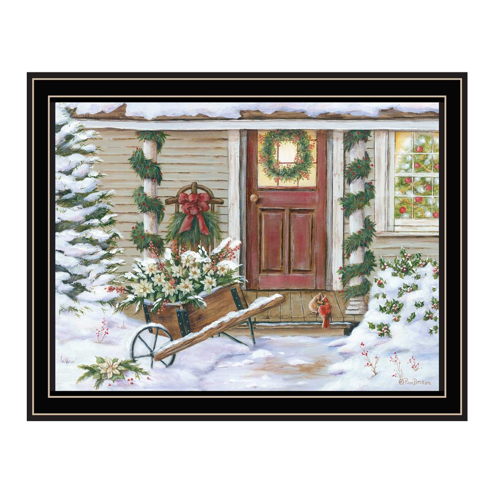 Decorated Holiday Porch Black Framed Wall Art — view 1