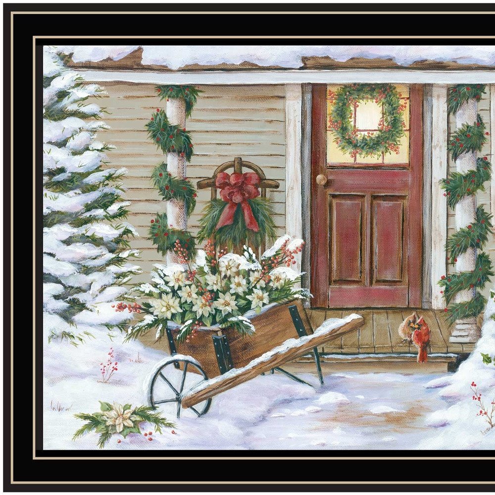 Decorated Holiday Porch Black Framed Wall Art HomeRoots