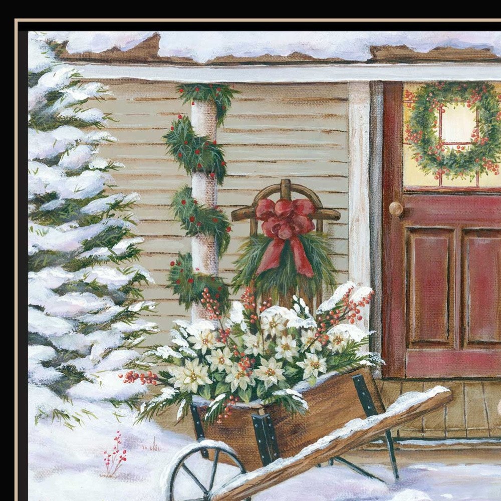 Decorated Holiday Porch Black Framed Wall Art HomeRoots