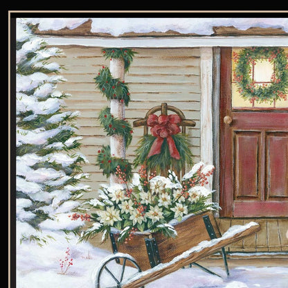 Decorated Holiday Porch Black Framed Wall Art HomeRoots