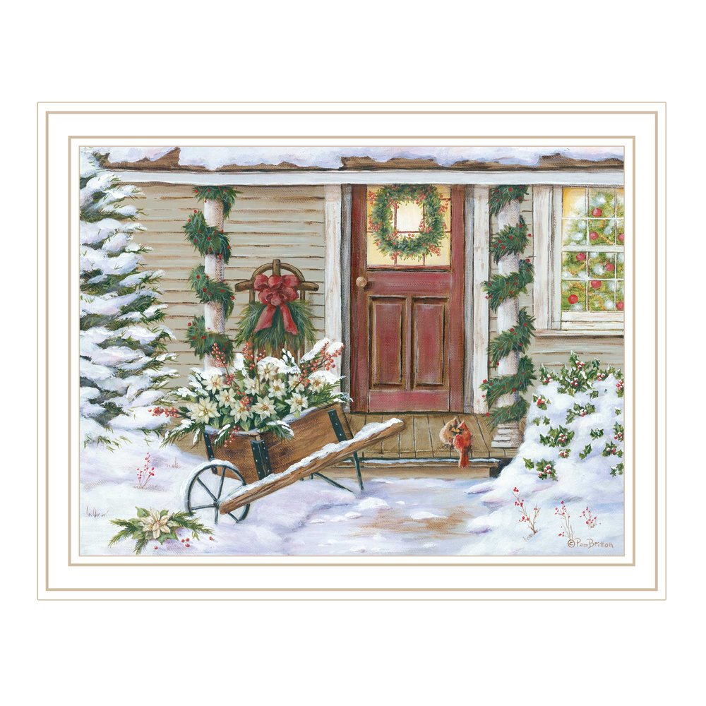 Decorated Holiday Porch White Framed Wall Art HomeRoots