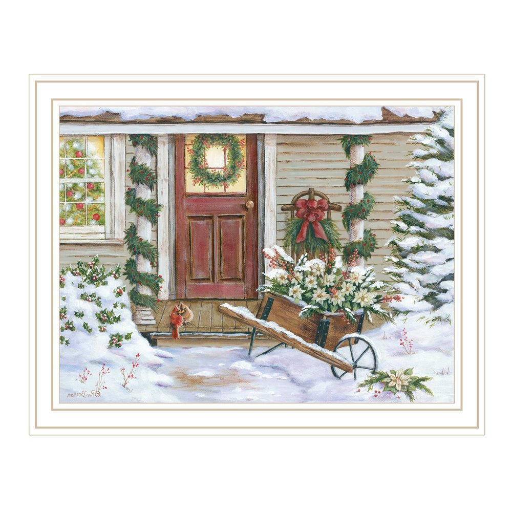 Decorated Holiday Porch White Framed Wall Art HomeRoots